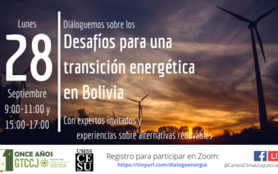 Invitación a participar en Diálogo «Desafíos para una transición energética en Bolivia»