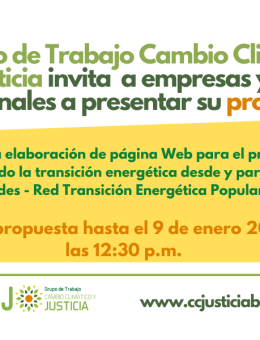 AMPLIACIÓN: Convocatoria para elaboración de página web proyecto Transición energética justa y popular
